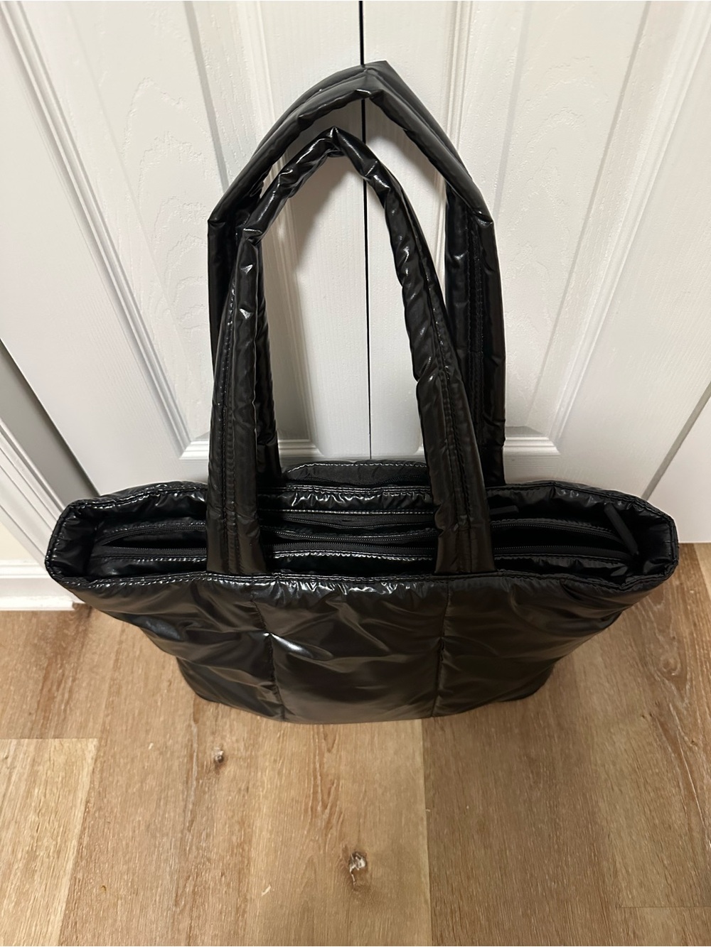Luka Expandable Laptop Tote in Glazed Black - Picture 4 of 7